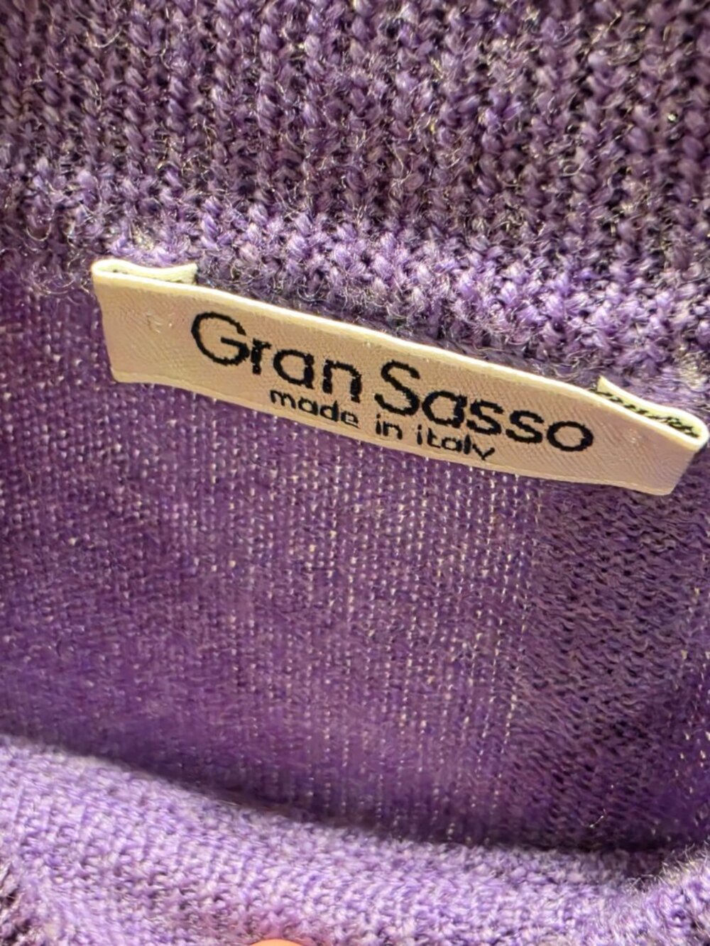 Gran Sasso Italy 100% Virgin Wool L Purple Lavender Sweater Made in Italy - Picture 3 of 7